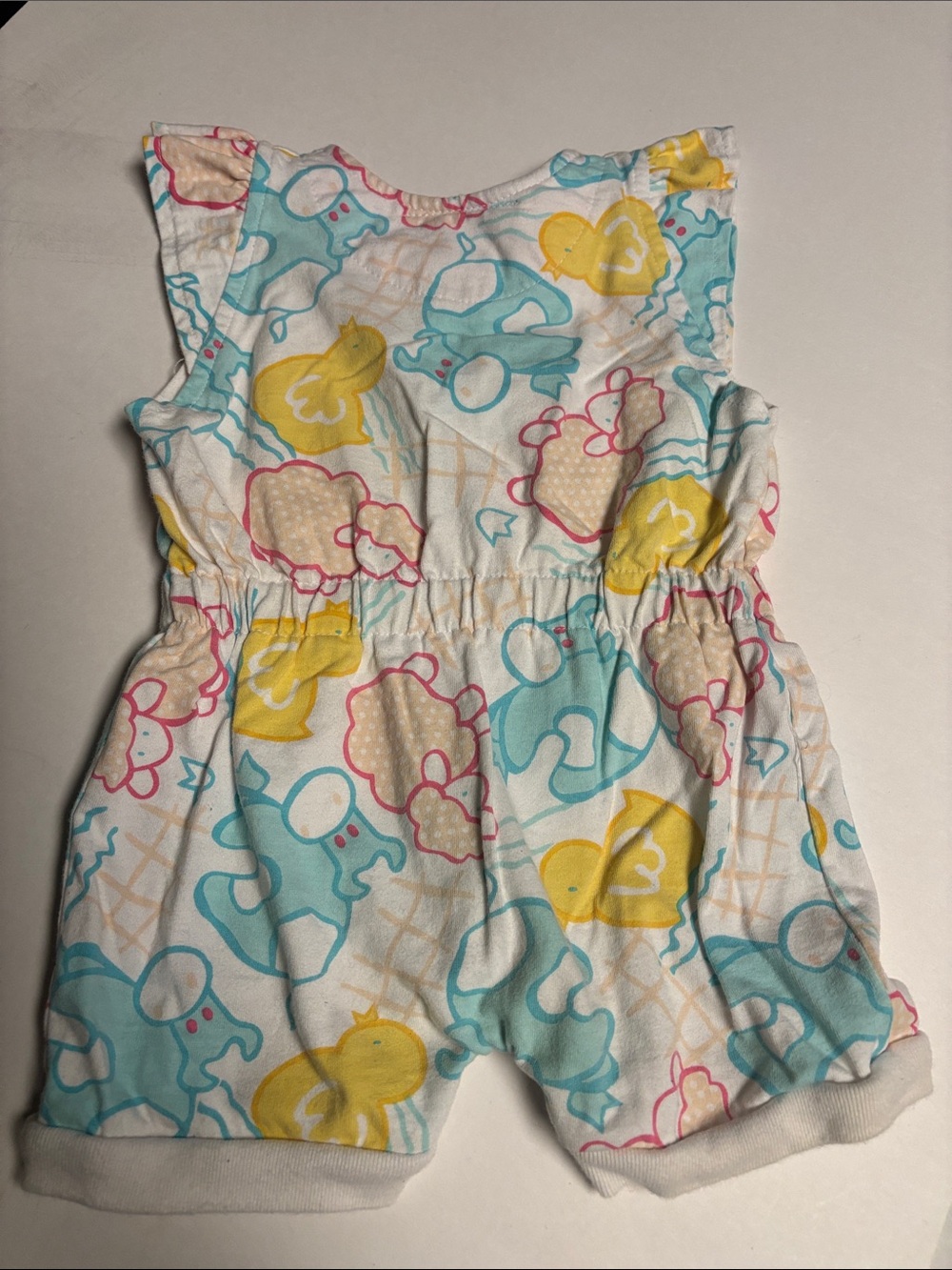 Vintage 100% Cotton Pink, Yellow & Teal Baby One-Piece Bodysuit - Picture 3 of 6